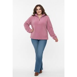 Time and Tru 1/2 Zip Fuzzy Dark Pink/Maroon Pullover